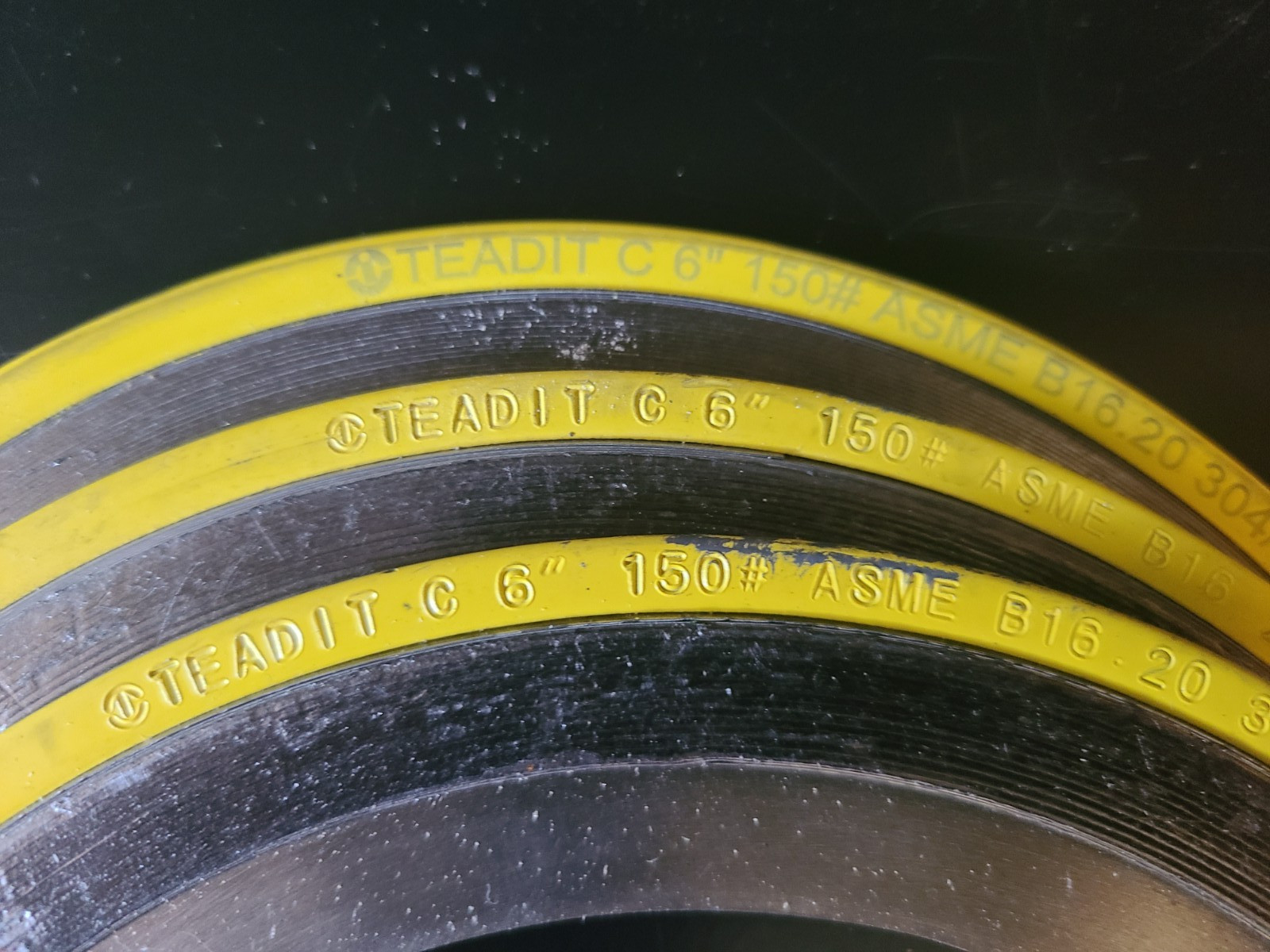 ( Lot of 6) Teadit 6″ 150 304 FG 304 Inner Ring Spiral Wound Gasket Free Ship!