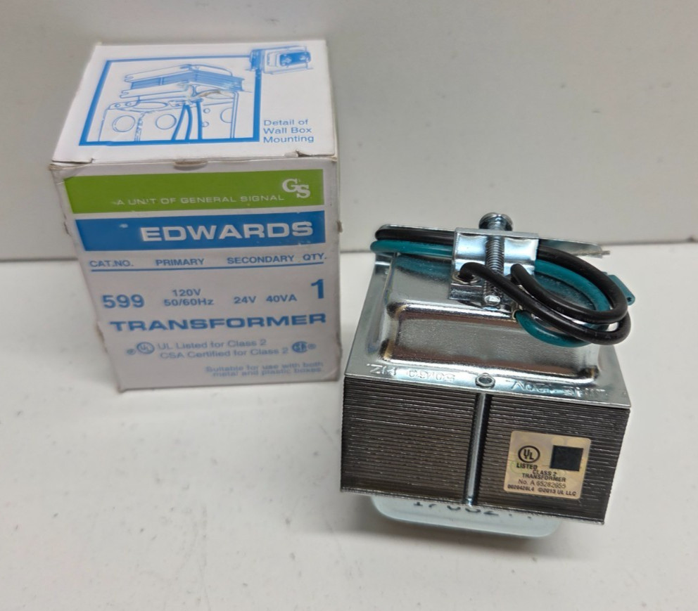 NEW IN BOX! EDWARDS 120V PRI 24V SECOND TRANSFORMER 599