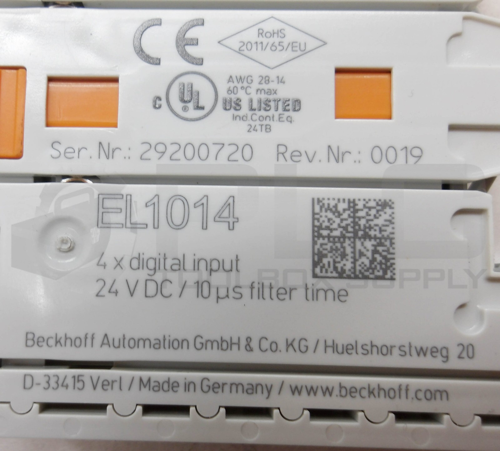 BECKHOFF EL1014 4X DIGITAL INPUT MODULE 24VDC