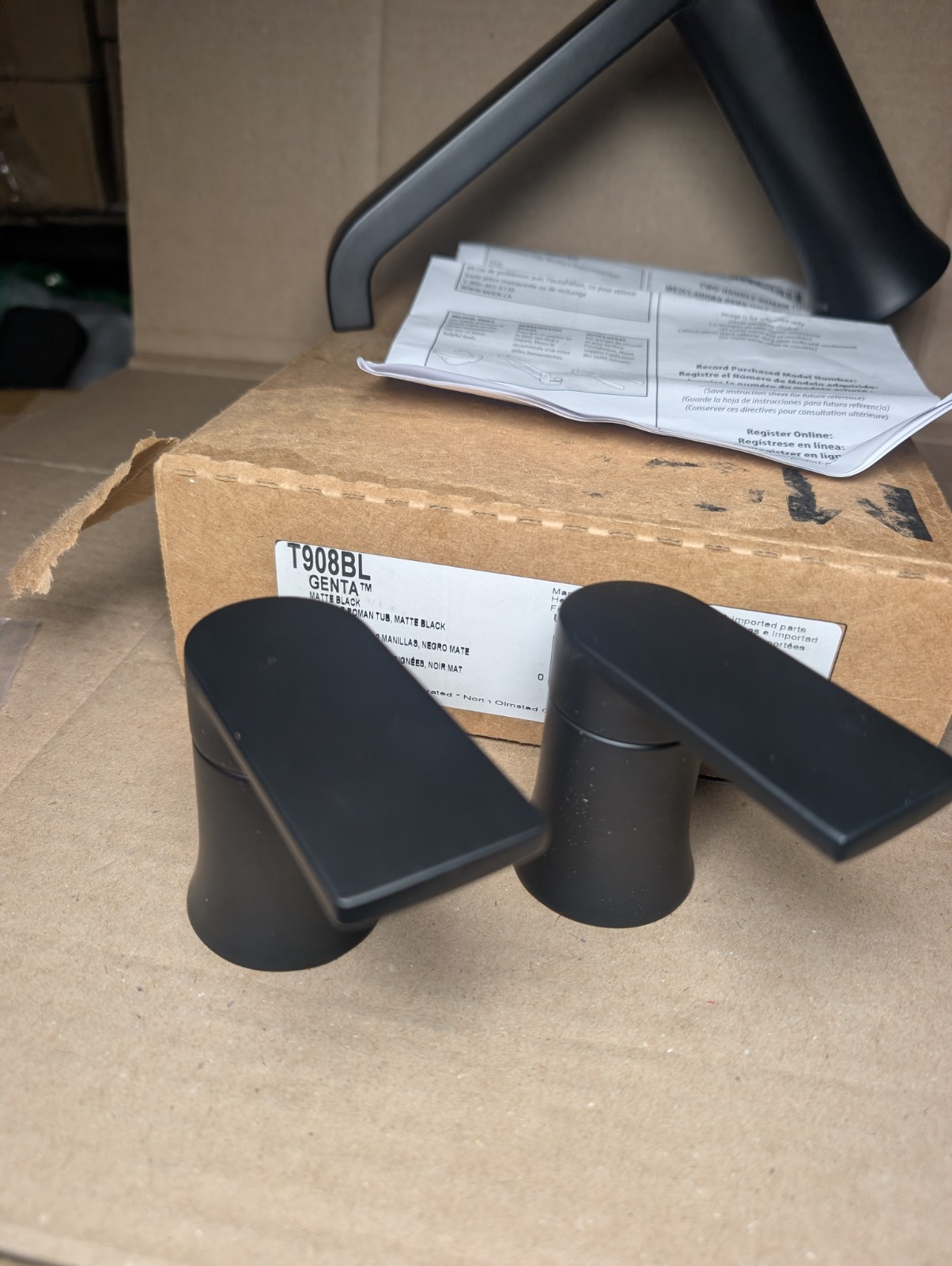 Moen T908BL Genta Two Handle Roman Tub Faucet Matte Black Trim Only