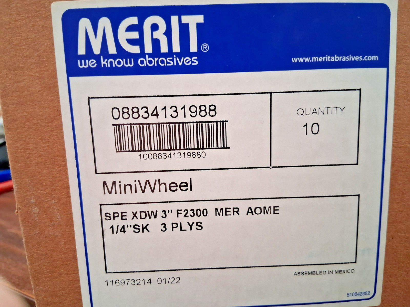 Merit Abrasives Mounted Scrubber Buffing Wheels QTY10 3″ Dia 84525385