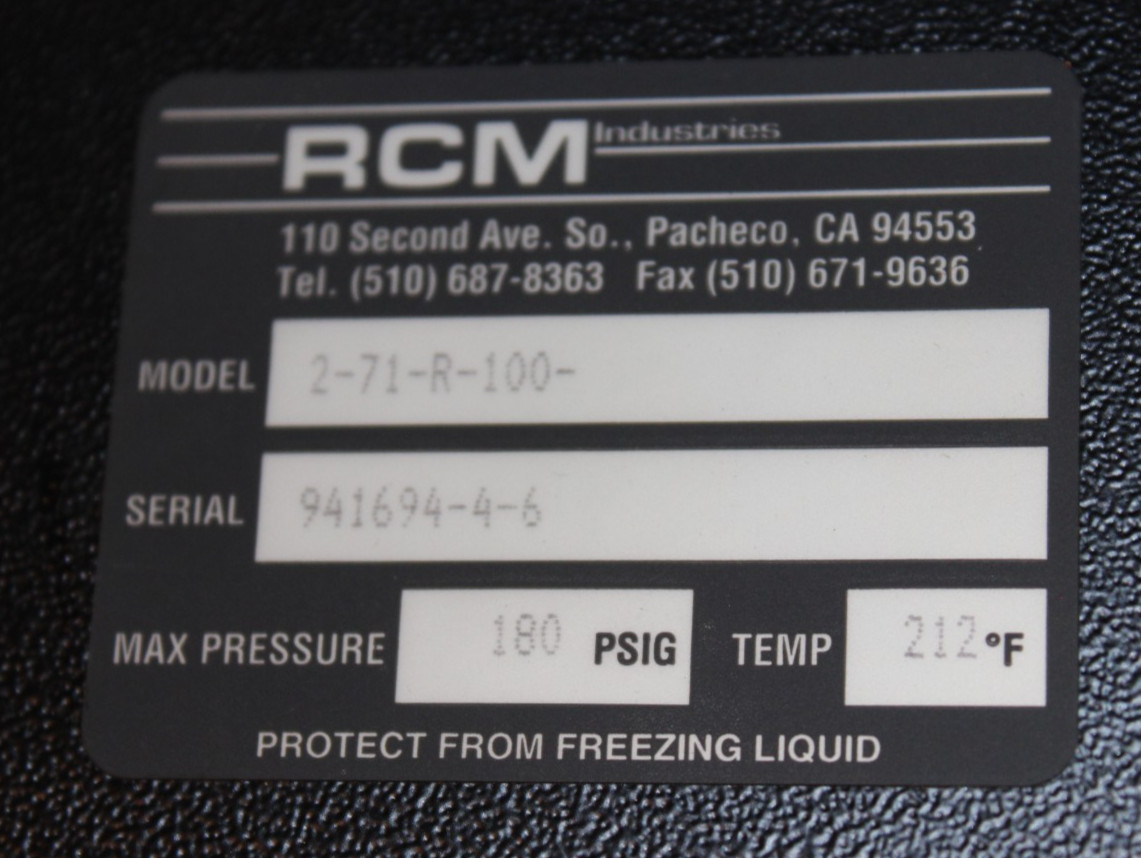 (New Old Stock) RCM Industries 2-71-R-100 Flow Meter “6 Month Warranty”