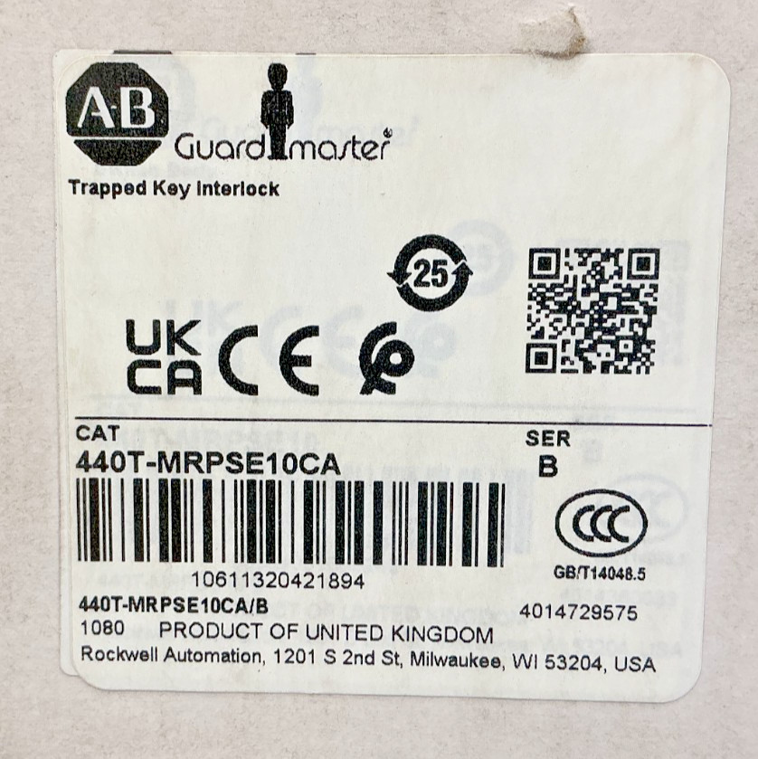 New Allen Bradley 440T-MRPSE10CA Ser B Guardmaster Trapped Key Interlock 20A