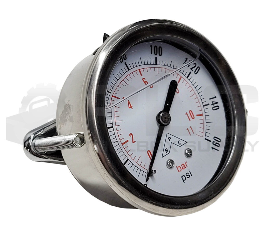 NEW BPC 16081322 PRESSURE GAUGE 0-11BAR 0-160PSI W/ MOUNTING PLATE