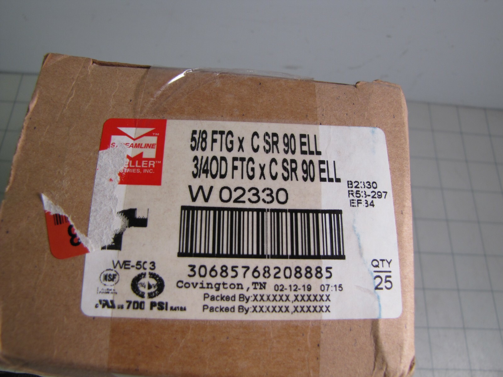 25pk Mueller Streamline W 02330 Copper 90° Elbow 5/8″ (3/4″OD) FTG X C Street SR