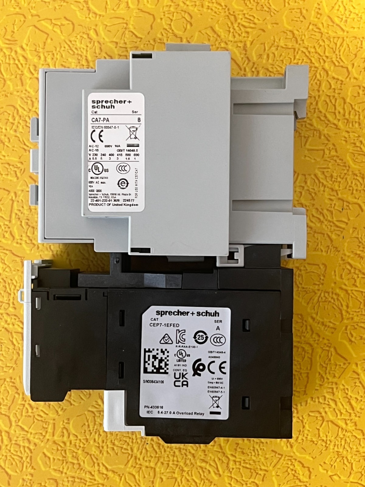 SPRECHER + SCHUH CONTACTOR CA7-30E-00, OVERLOAD CEP7-1EFED AND AUX CA7-PA, NEW