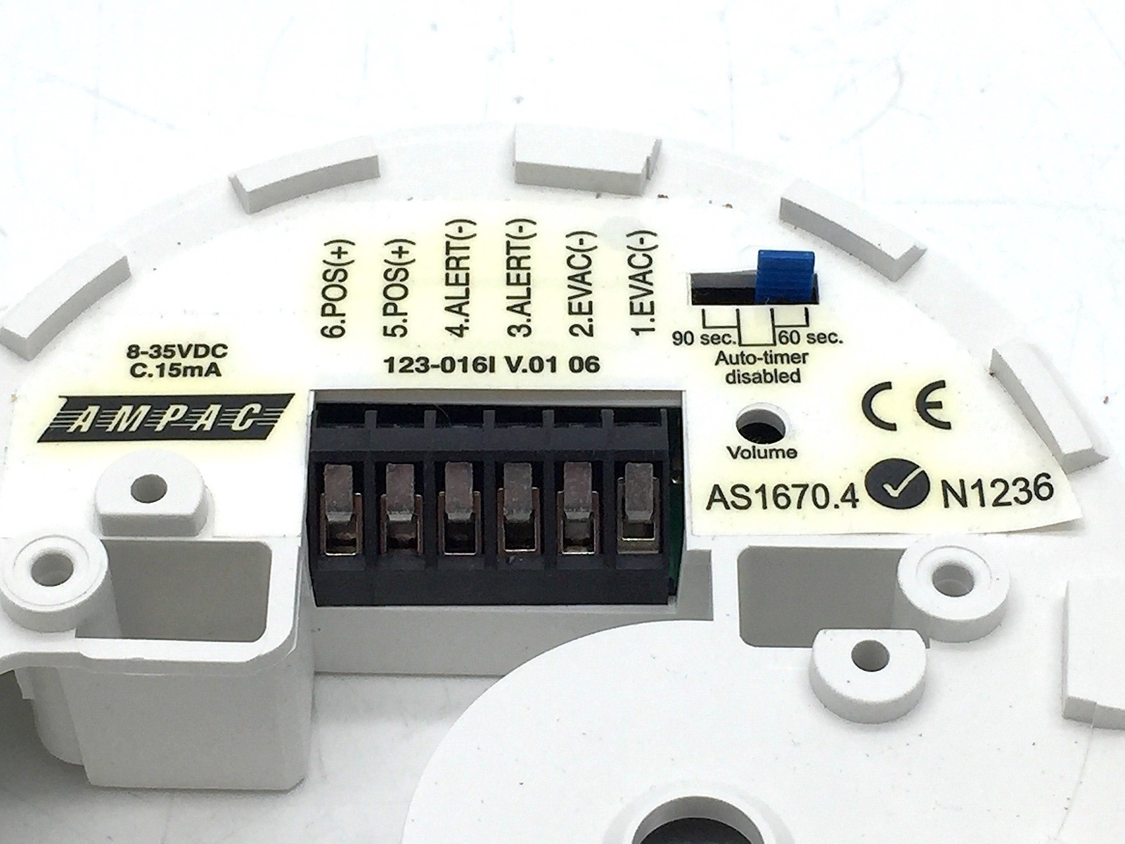 AMPAC 205-0077 Vector Sounder Fire Detection 123-06I V.01/V.02 White