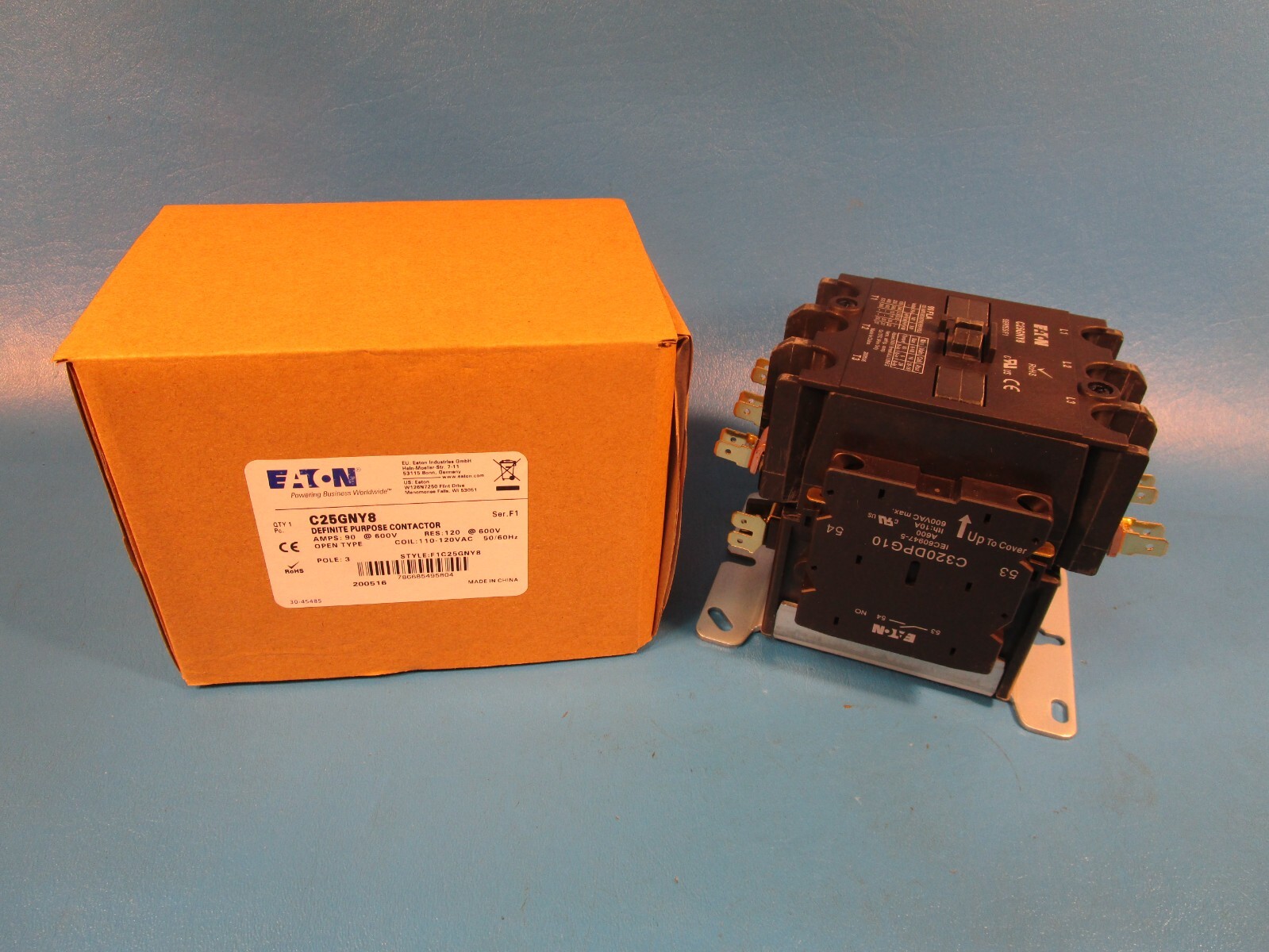 Eaton C25GNY8, Definite Purpose Contactors Non-Reversing 3P 90A 120V 50/60Hz