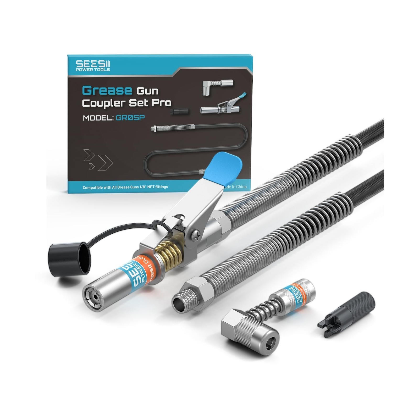 Seesii Grease Gun Accessory Kit Pro, 12000 PSI Quick-Release Co… FAST USA SHIP