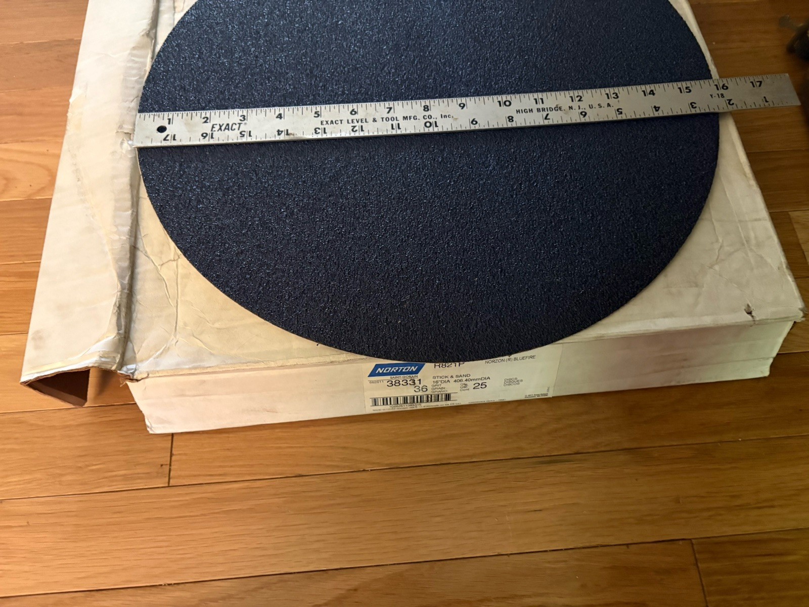 NORTON Bluefire 25 Pack 16″ Dia Stick & Sand R821P 38331 Sanding Discs USA