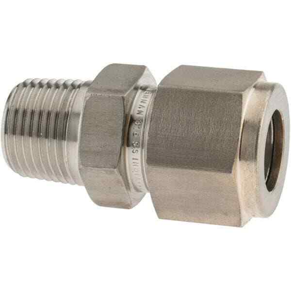 Brennan BD-KP4255 Compression Tube Connector: 3/8″ Thread, NPT Stainless Steel