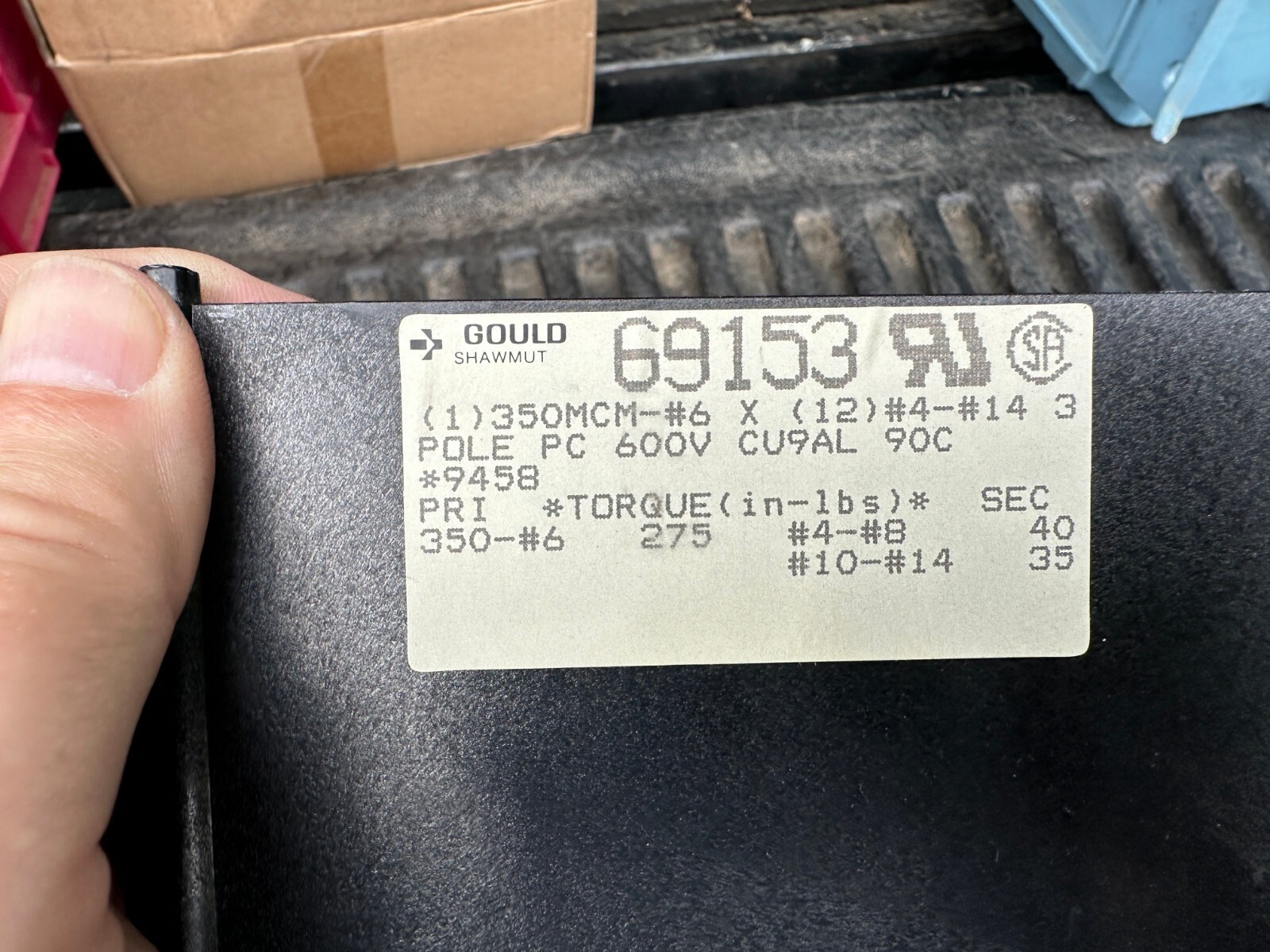 Gould Shawmut Power Distribution Block 3P (1) 350MCM-#6 x (12) #4-$14 P/N 69153