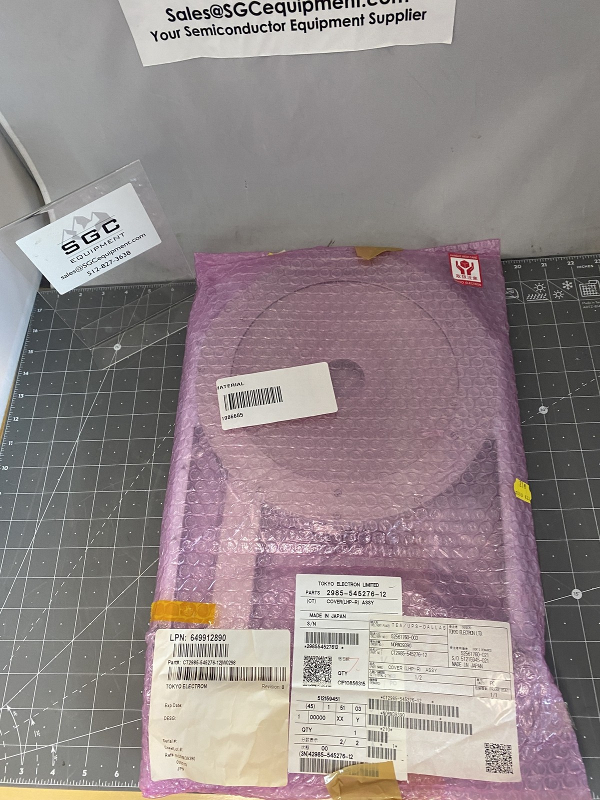 Tokyo Electron/TEL Cover (LHP-R) Assy PN: CT2985-545276-12
