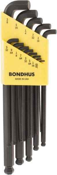 Bondhus 16537 13 Piece L-Key Short Arm Ball End Hex Key Set, 0.05 to 3/8″ Hex