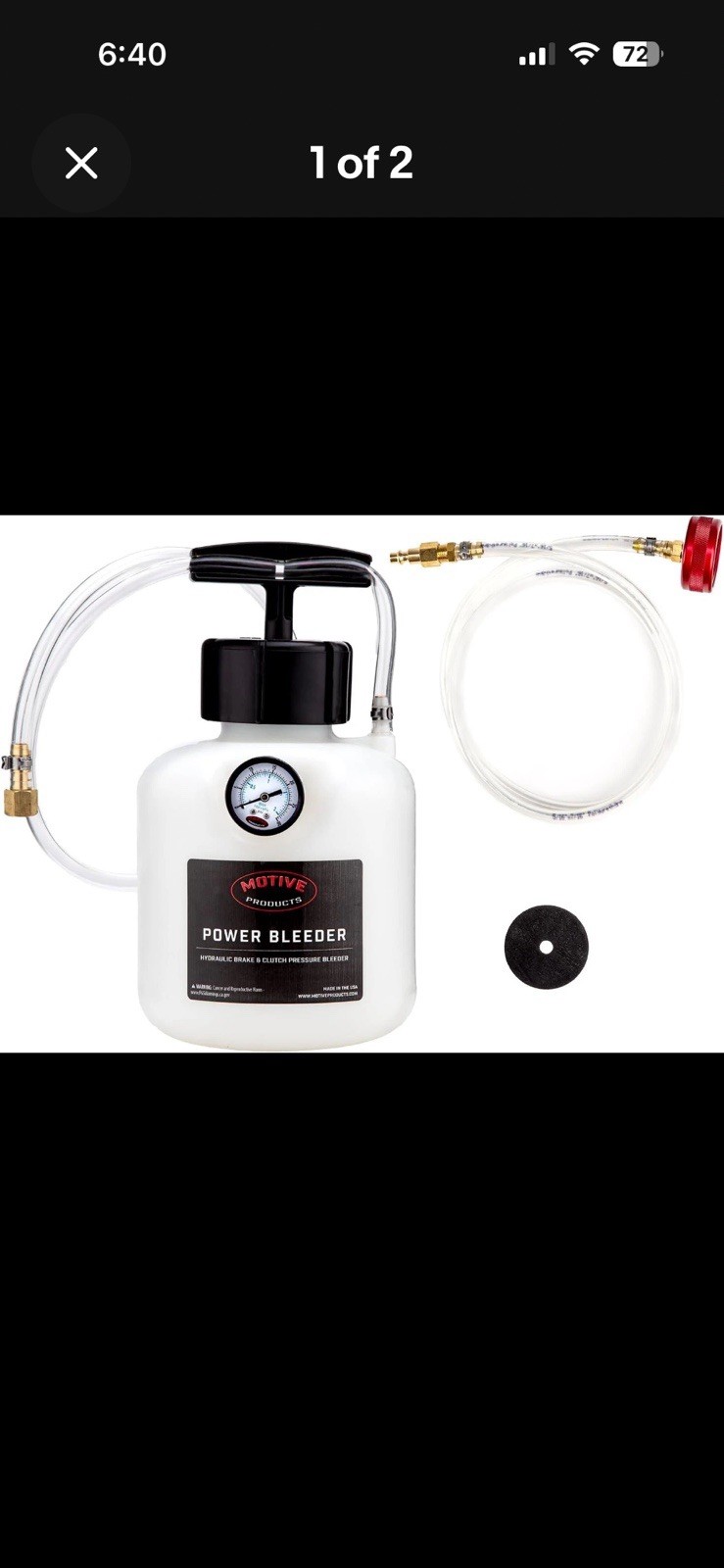 Motive Products 0109 Black Label uropean Power Bleeder 2-Quart Tank with Hose