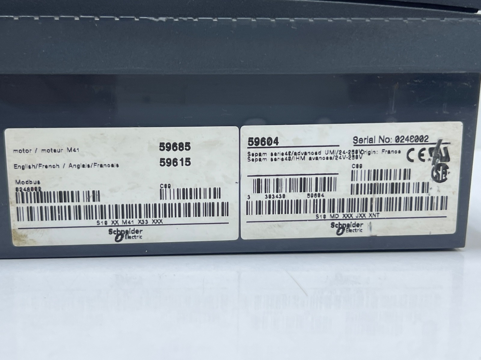 SCHNEIDER Merlin Gerin SEPAM 59604 S10MD XXX JXX XNT (For Parts)
