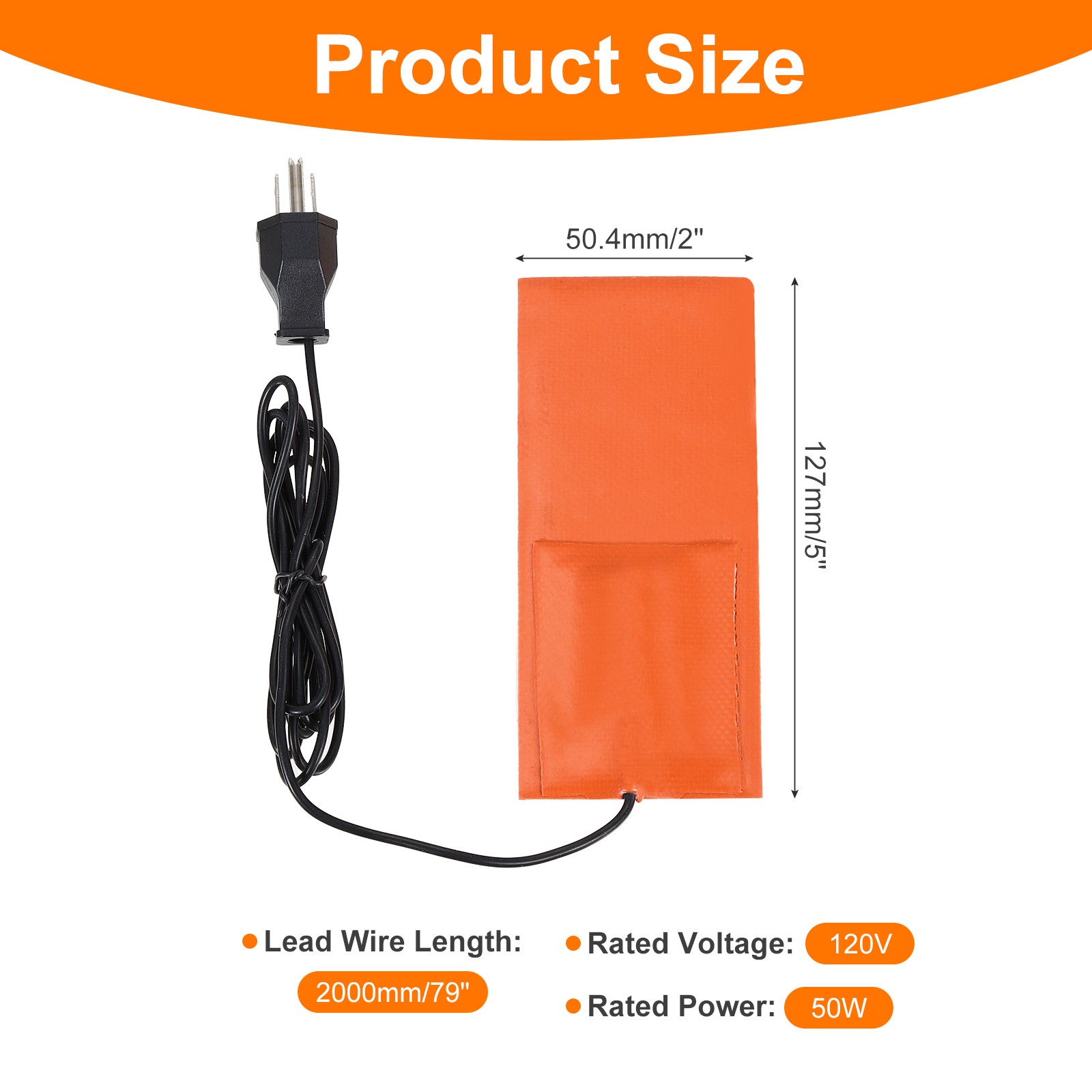 Heater Mat Silicone Heating Pads 120V 50W Heating Pad 127mm x 50.4mm