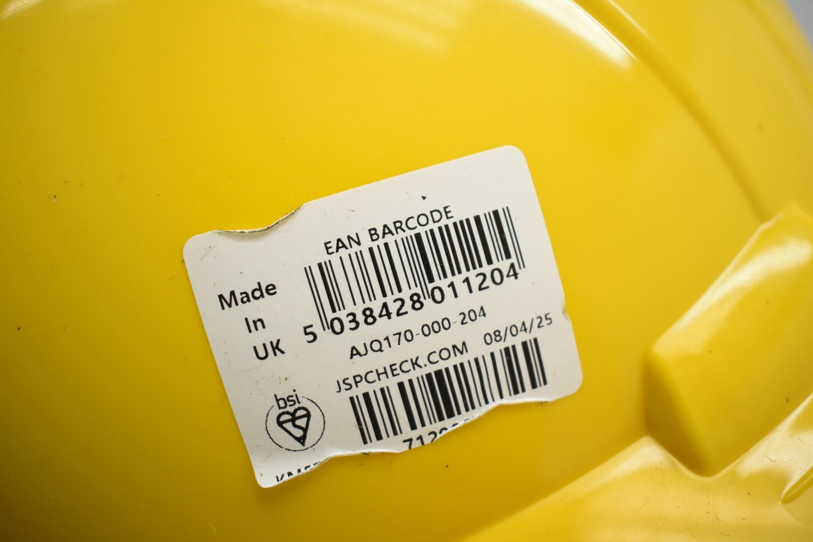 JSP EV6161V Full Brim Vented Hard Hat Helmet Yellow Made in UK Adjustable PPE