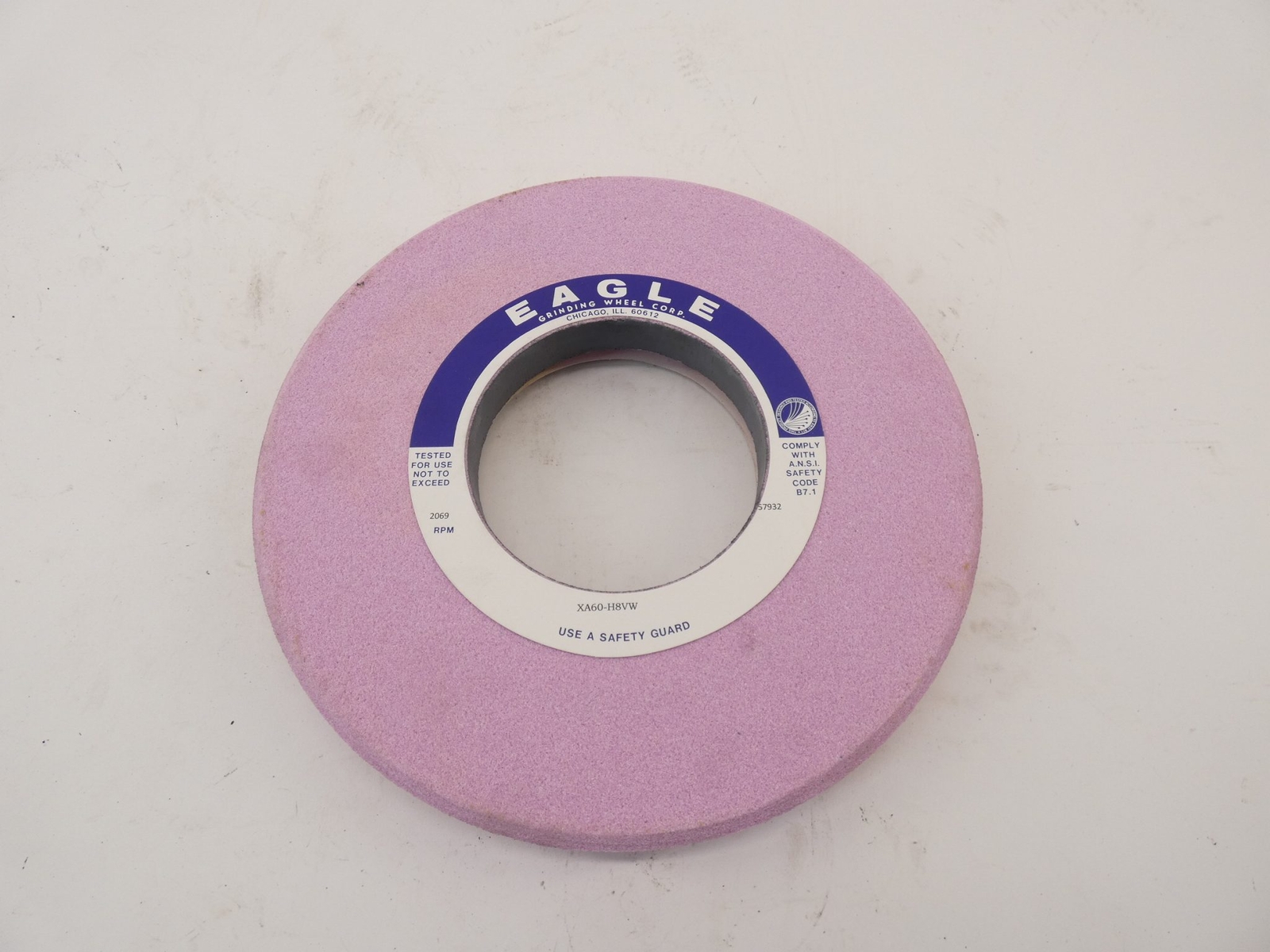 Eagle Grinding Wheel XA60-H8VW 5″ ID 12″ OD 2069 RPM – NEW Surplus!