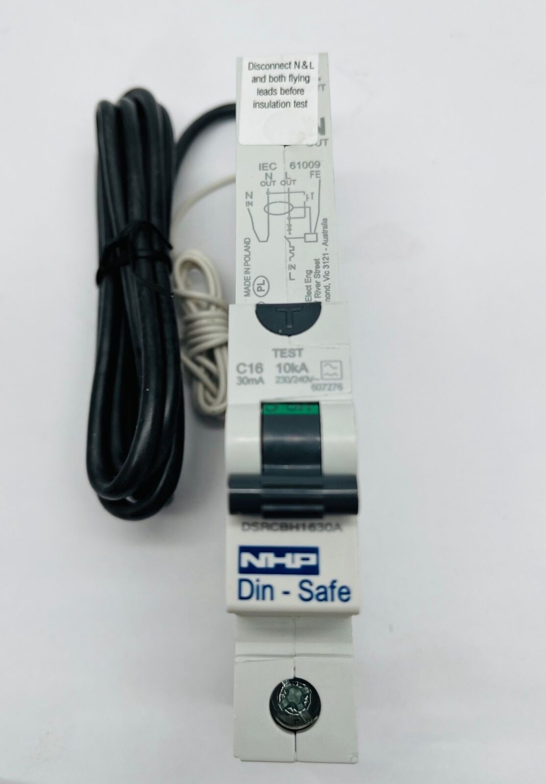 NHP TERASAKI Din-Safe RCBO DSRCBH1630A 16A C 30mA 10kA 1P MCB Circuit Breaker