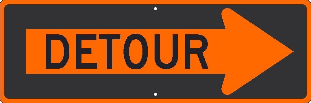 NMC TM195K DETOUR Sign 36 in. x 12 in. Heavy Duty High Intensity Reflective