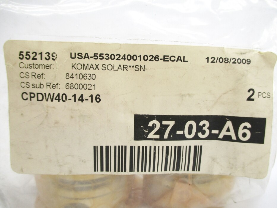 KOMAX SOLAR CPDW40-14-16 27-03-A6 (PKG OF 2) NSMP