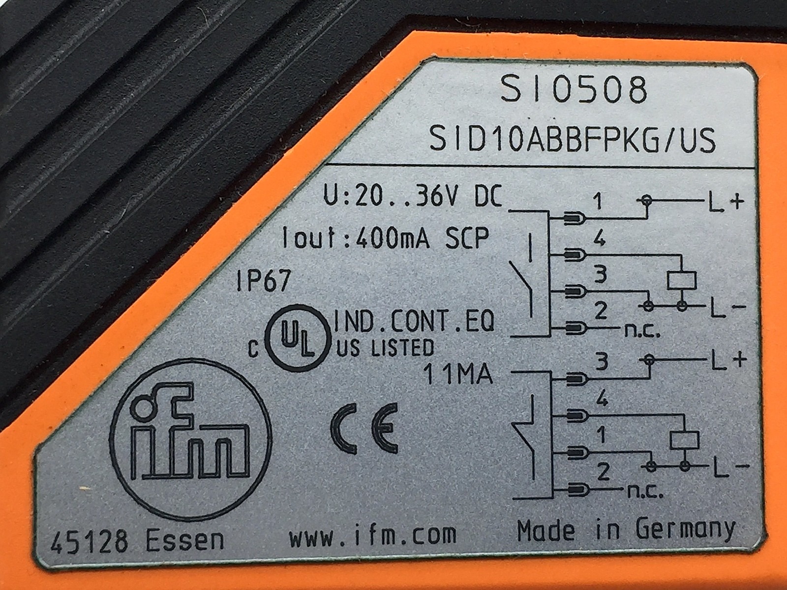 IFM Efector SI0508 Flow Switch Monitor SID10ABBFPKG/US-100-IPF