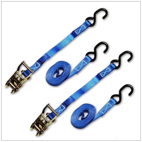 2 pack – 1″ x 15′ ft Blue Ratchet Tie Down Strap S Hook ATV Trailer Motorcycle