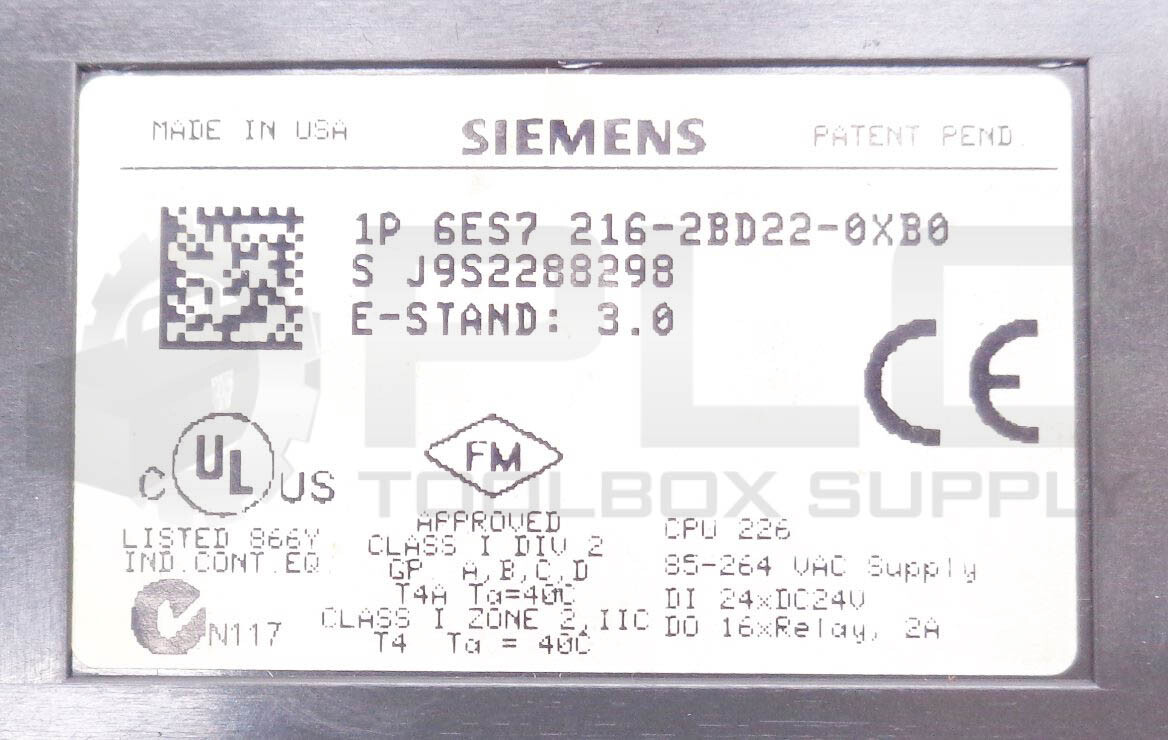 SIEMENS 6ES7 216-2BD22-0XB0 CPU 226 AC/DC/RLY COMPACT UNIT *READ*