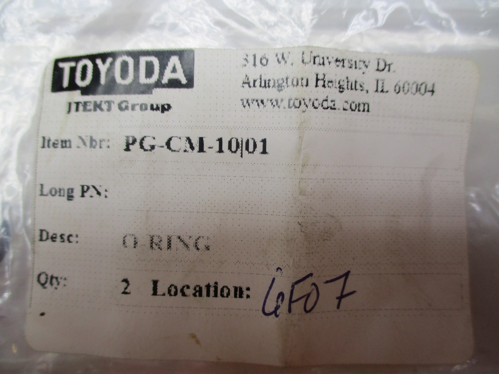 TOYODA PG-CM-10/01 O-RING PKG OF 2 NSMP