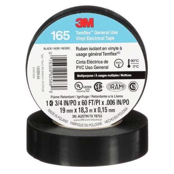 3M Vinyl Electrical Tape, 165 Temflex, 3