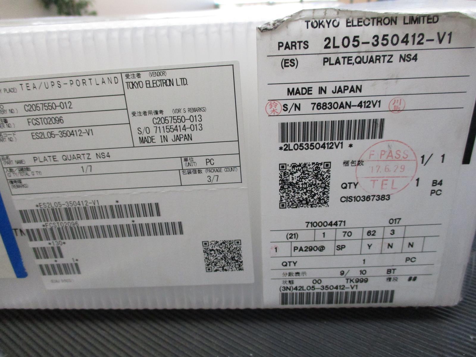 TOKYO ELECTRON LIMITED ES2L05-350412-V1, PLATE, QUARTS NS4