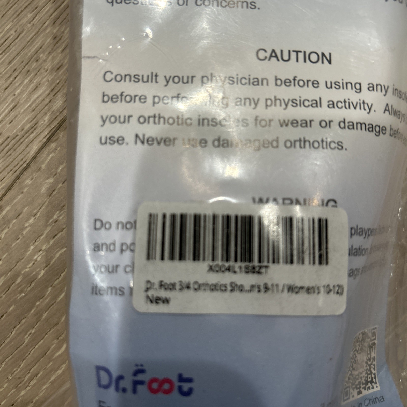 Dr. Foot 3/4 Length Orthotic Insoles – Women’s 10-12/Men’s 9-11 – NEW!!