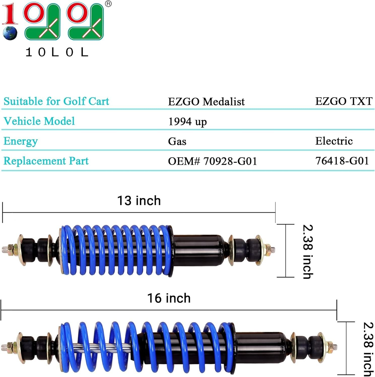 Golf Cart Front Rear Shock Absorber Set Coil Over Heavy Duty Shock Absorber Bolt