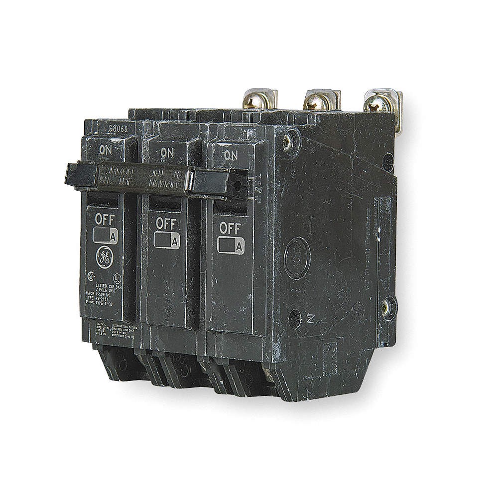 GE THQB32015 Circuit Breaker,15A,Bolt On,120/240V,3P 3HXW2