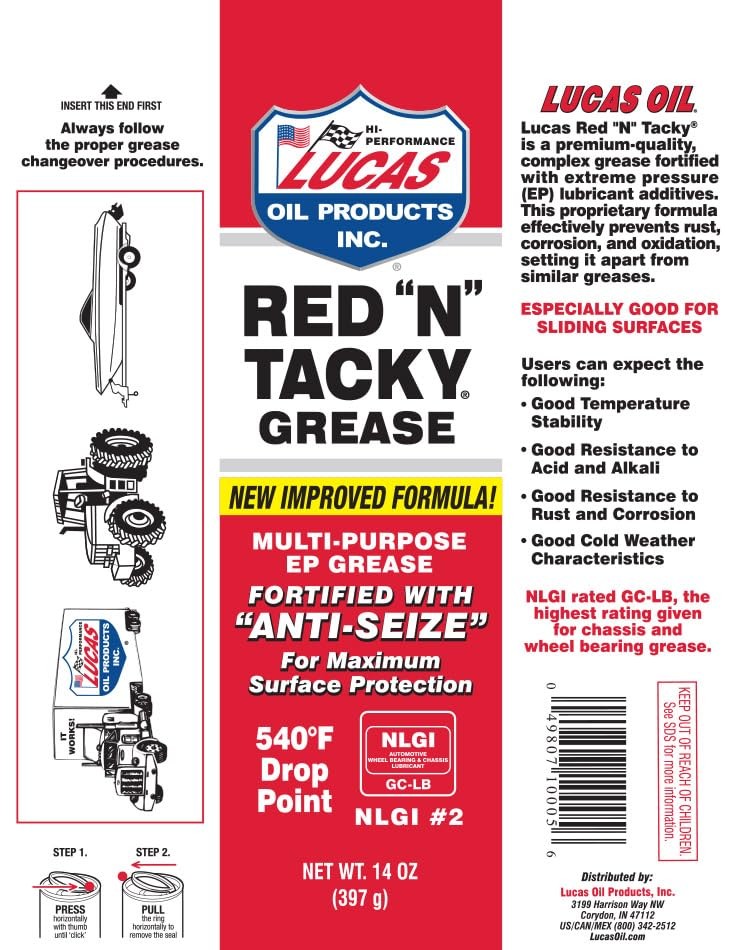 Red N Tacky Grease Heavy Duty Automotive Lubricant 14 Ounce bright red New