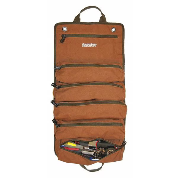 Bucket Boss Tool Pouch, Wrench Roll, Brown, Canvas, 6 Pockets 74004 Bucket Boss