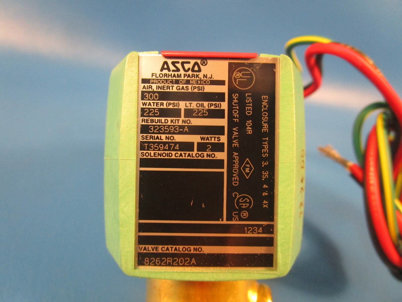 Asco 8262R202A, Redhat Electronically Enhanced Solenoid Valve, 1/4″ x 1/4″, 12-2