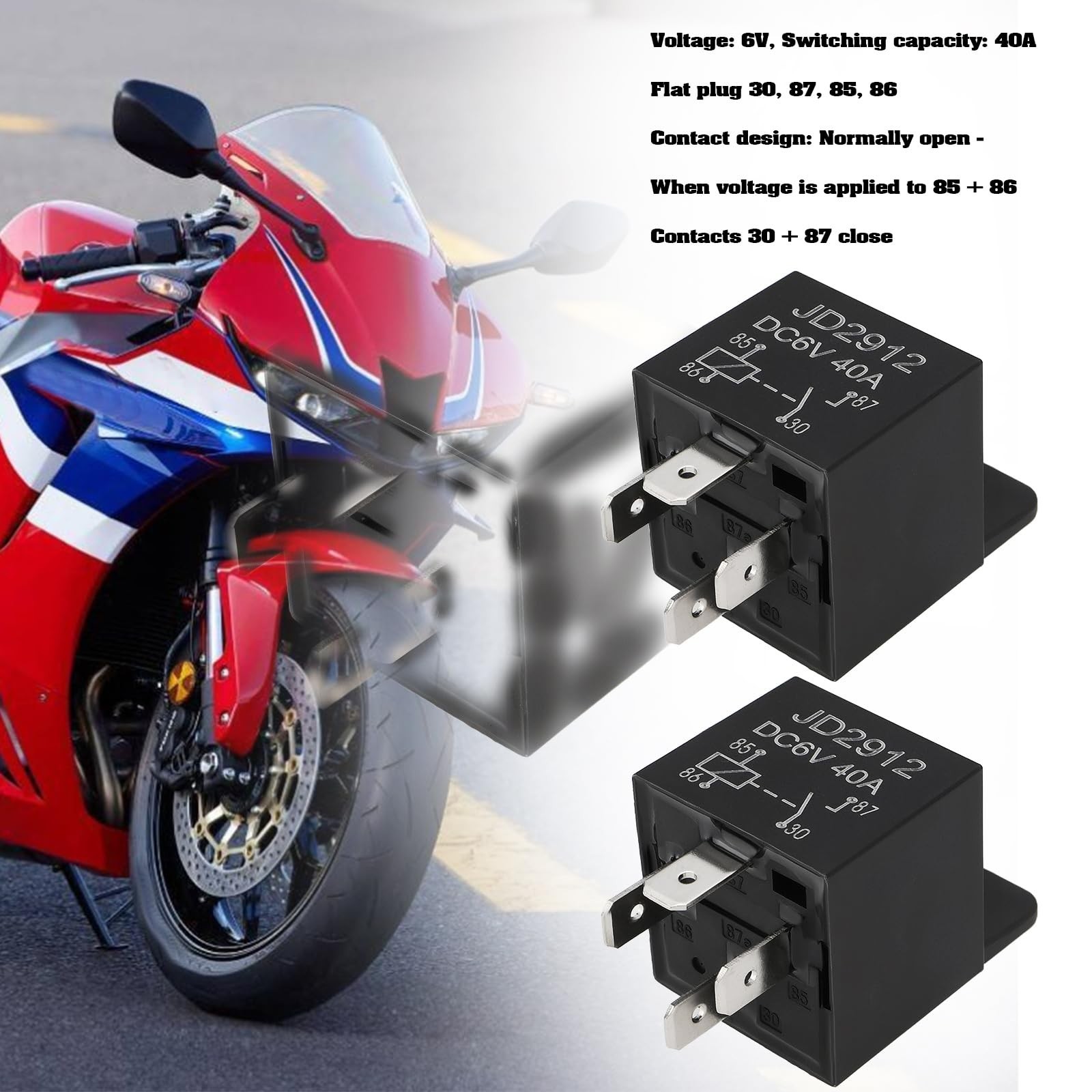 2PCS 4-Pin Automotive Relay 6V 40A 51.8x28mm 4-Contact Automotive Relay Appli…