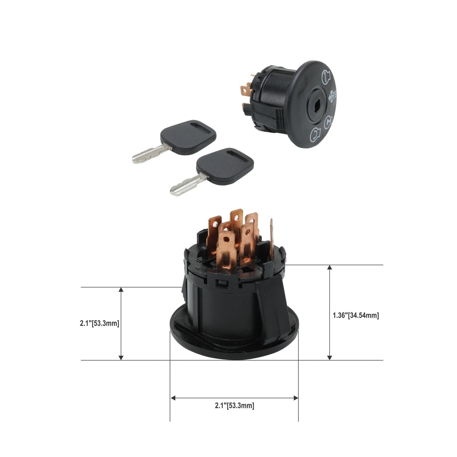 Ignition Starter Switch 4-Position 7-Terminal with 2 Keys – Replacement fo