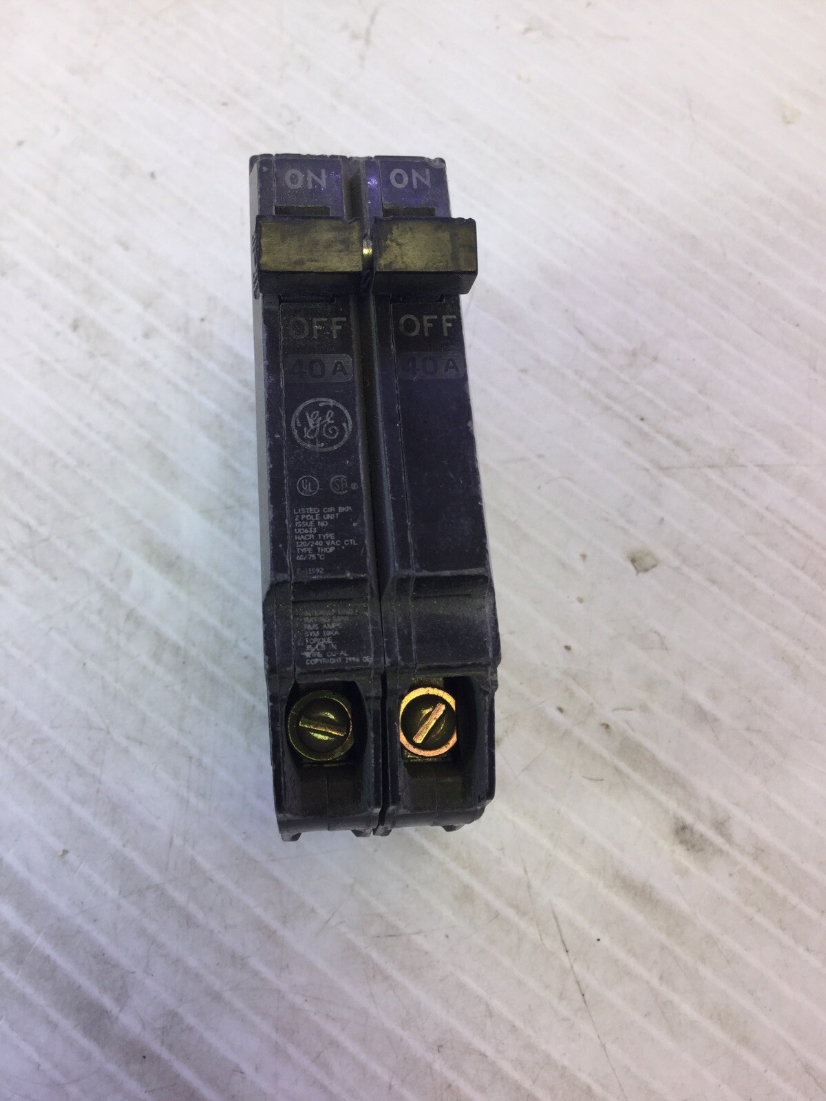 GE E11592 THQL 2-Pole 50A Listed Circuit Breaker HACR type NOS