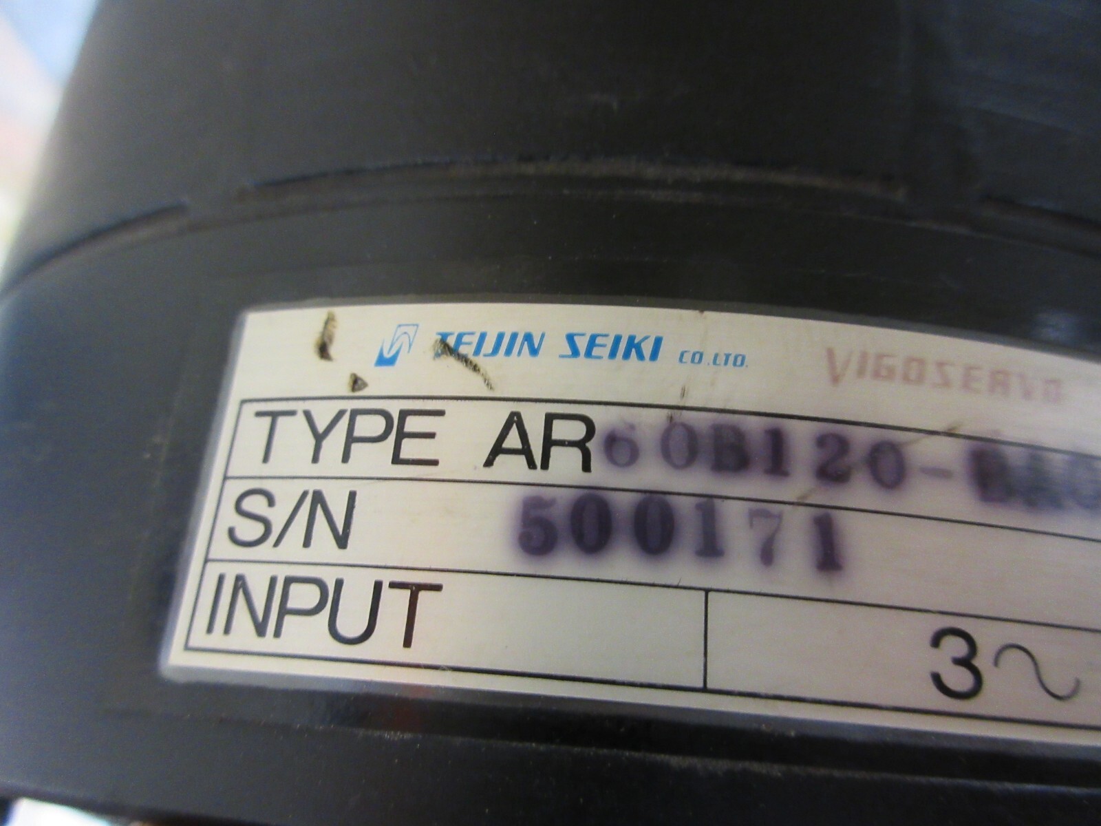 *SPECIAL PRICE* TEIJIN SEIKI VIGOSERVO MOTOR AR60B120-BA0 MITSUBISHI H-500 CNC
