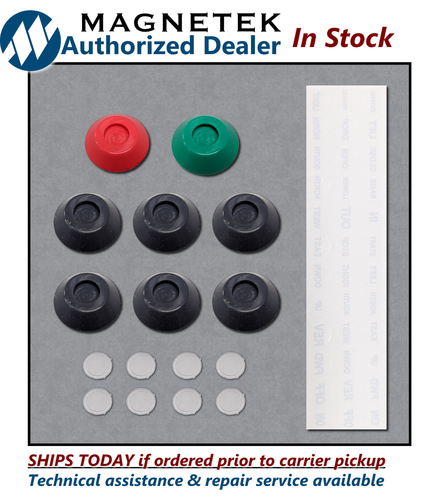 Pushbutton Kit for Magnetek SBN Pendants – SBP2-08KIT – Includes Lens, Label
