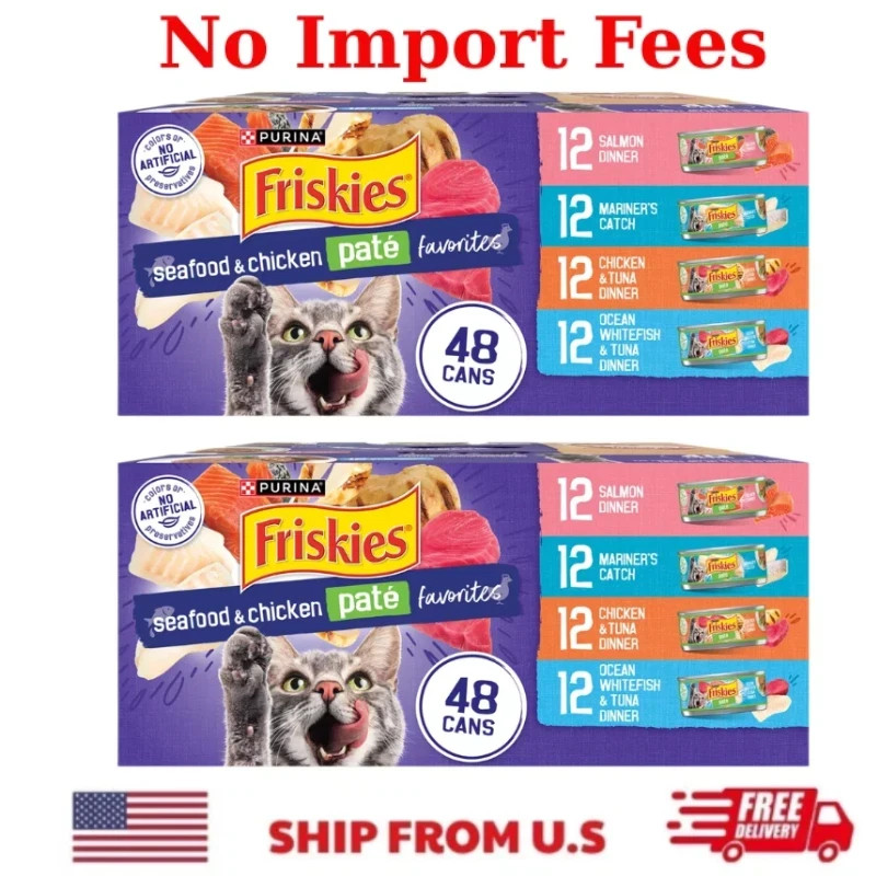 Purina Friskies Seafood & Chicken Pate Variety Pack Wet Cat Food, 5.5oz, 96 cans