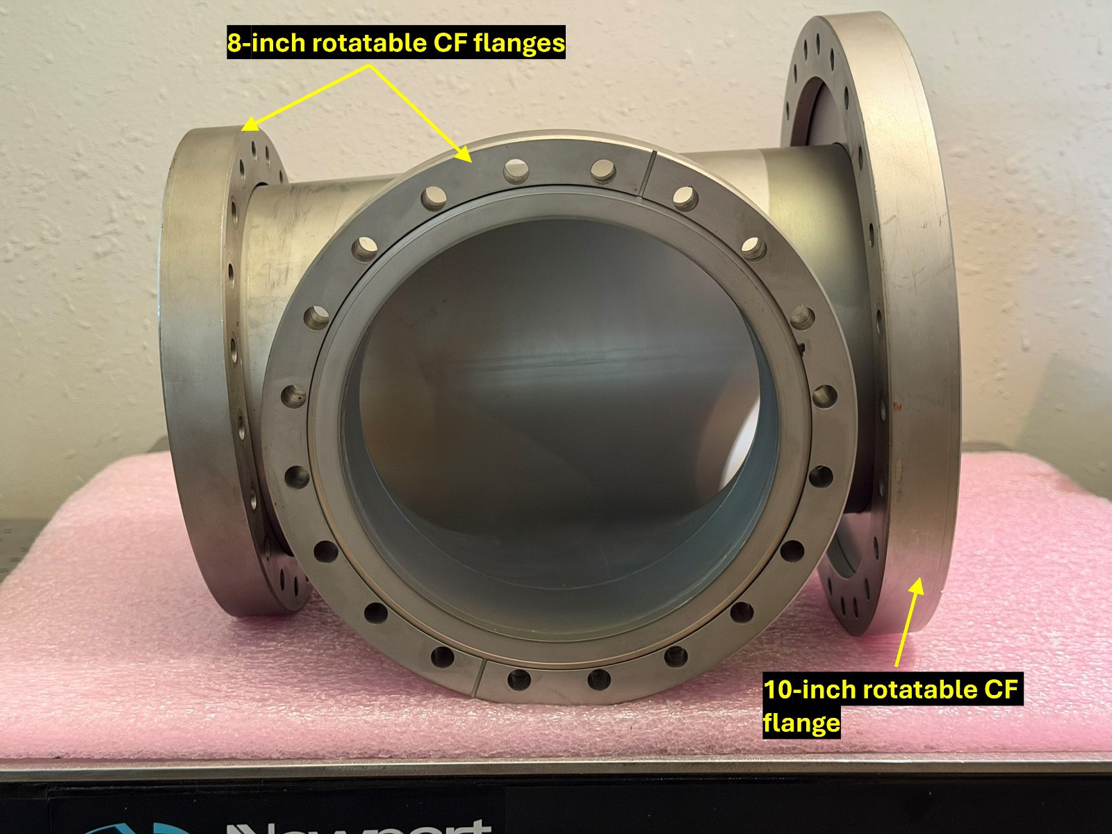UHV Reducing CF Tee Two 8″ to 10″ Conflats Rotatable Flanges High Vacuum Chamber