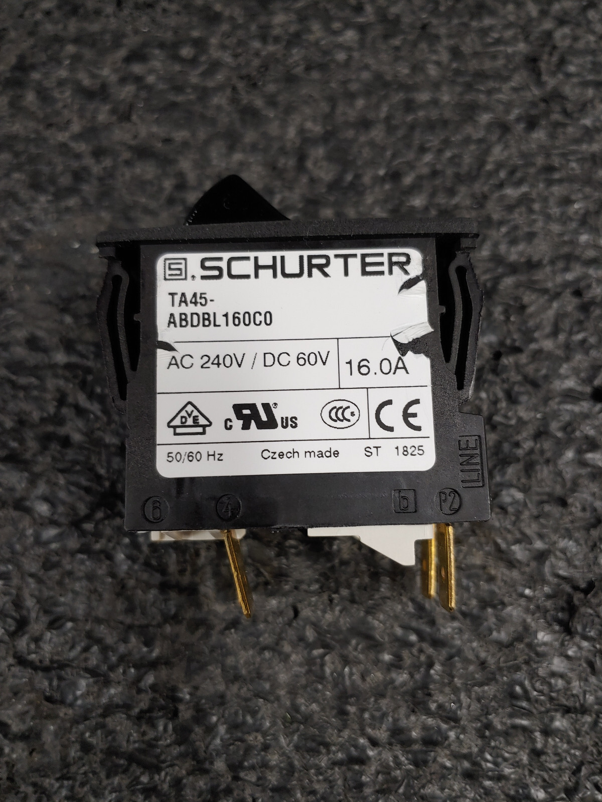 SCHURTER TA45-ABEBL160C0 TA45 Series 2 Pole Rocker Circuit Breaker