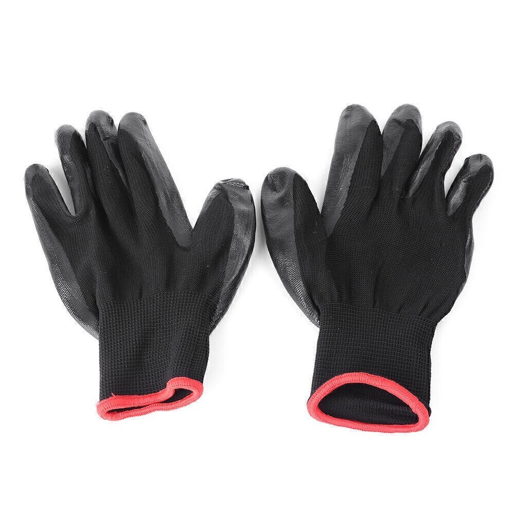 12 Pairs Nylon PU Safety Coating Working Gloves Builders Grip Palm Protective