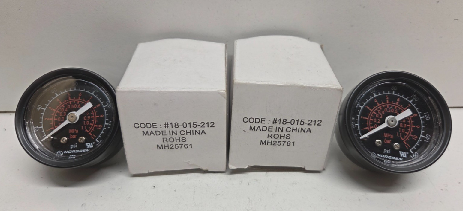 LOT OF 2 NEW IN BOX! NORGREN 1.5″ 0-160 PSI 1/8″ NPT PRESSURE GAUGES 18-015-212