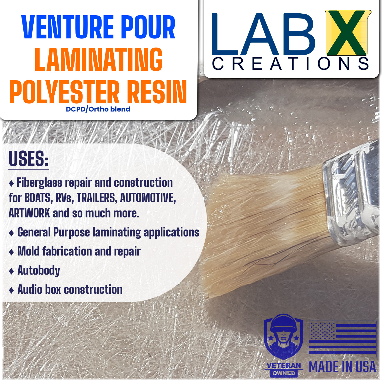 VP PREMIUM 1 Gallon POLYESTER RESIN +MEKP (Laminating fiberglass, biaxle, cloth)