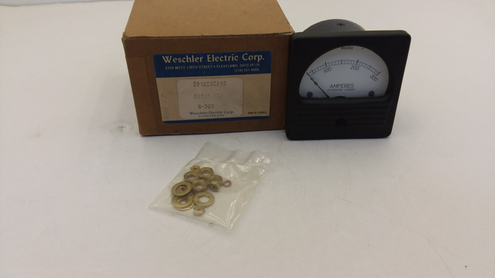 WESCHLER ELECTRIC CORP 291B280A18 0-300AC AMPERES AMMETER NIB